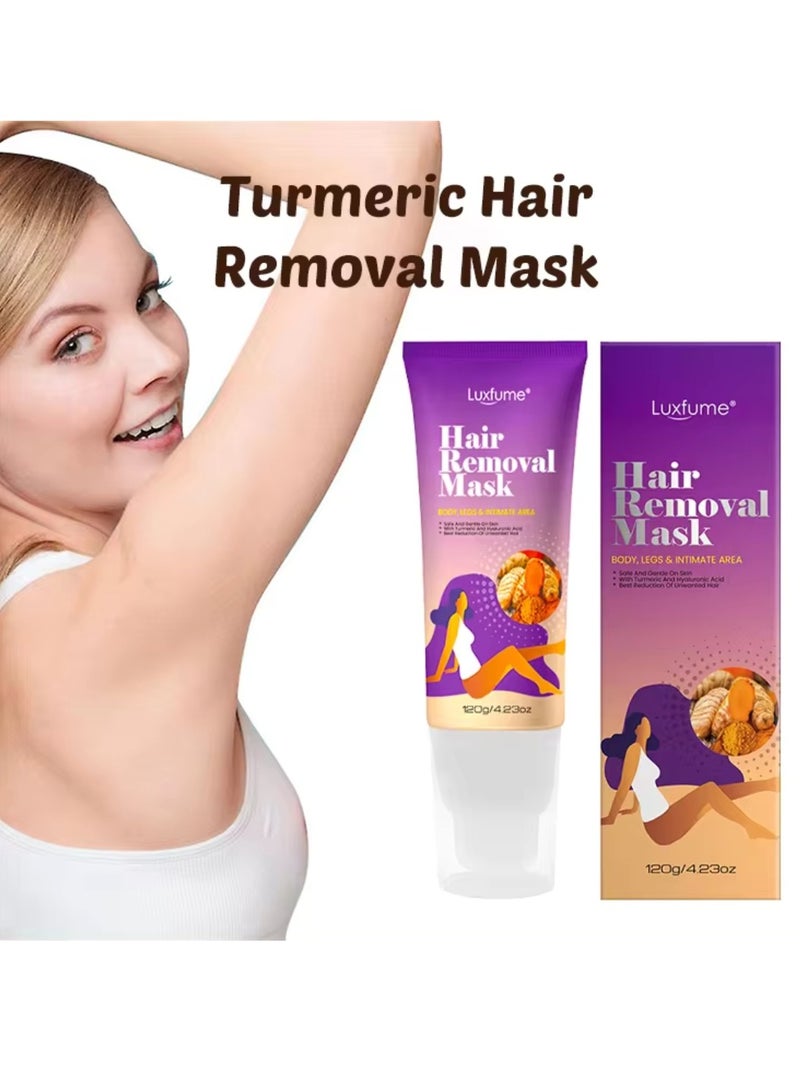 120g Hair Removal Cream for Arms Legs and Underarms Hair Removal Sensitive Hair Removal Cream Effective and Painless Soothing and Brightens Skin Turmeric Hair Removal Mask Cream