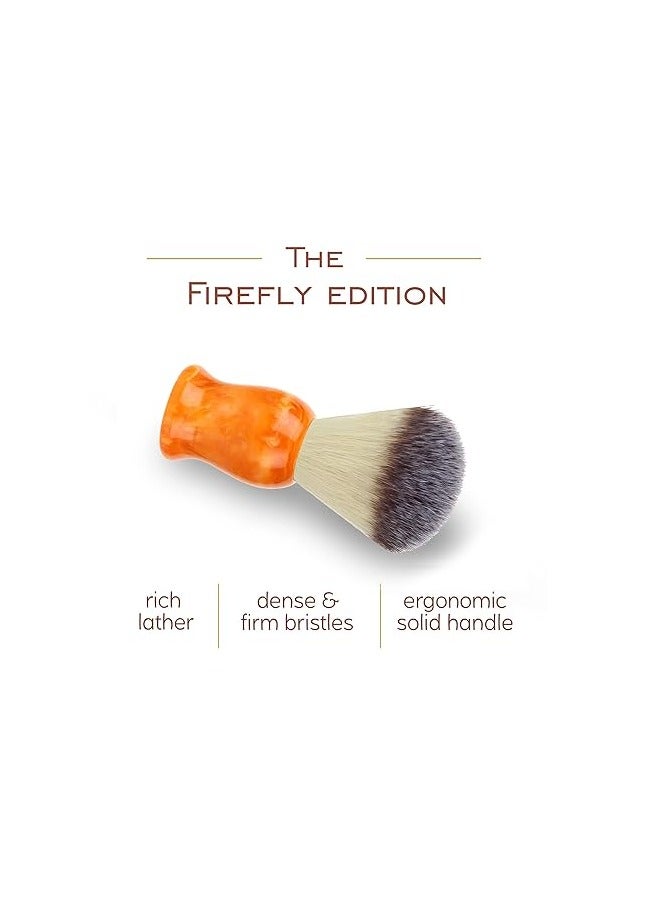 Premium Soft Shaving Brush for Men |Firefly Edition| Experience Luxury Shaving with Cruelty-Free Bristles & Vibrant Orange Ergonomic Handle | Handcrafted with Passion in India