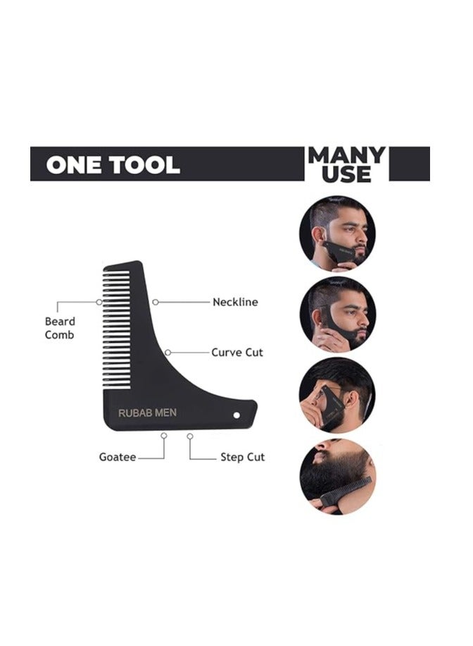 Beard Grooming 4-in-1 Kit for Men | Beard Brush, Hair & Beard Softener Balm, L-Shaped Beard Shaper Tool & Wooden Beard Comb for Men | Pack of 4