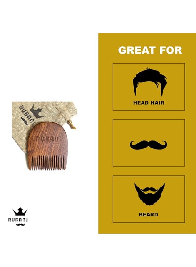 Premium Beard Brush & Beard Comb Combo Kit of 2 for Men | Nylon Bristles Beard Brush & Classic Wooden Beard Comb | Also Comes with Cool Carry Pouch | Made in India