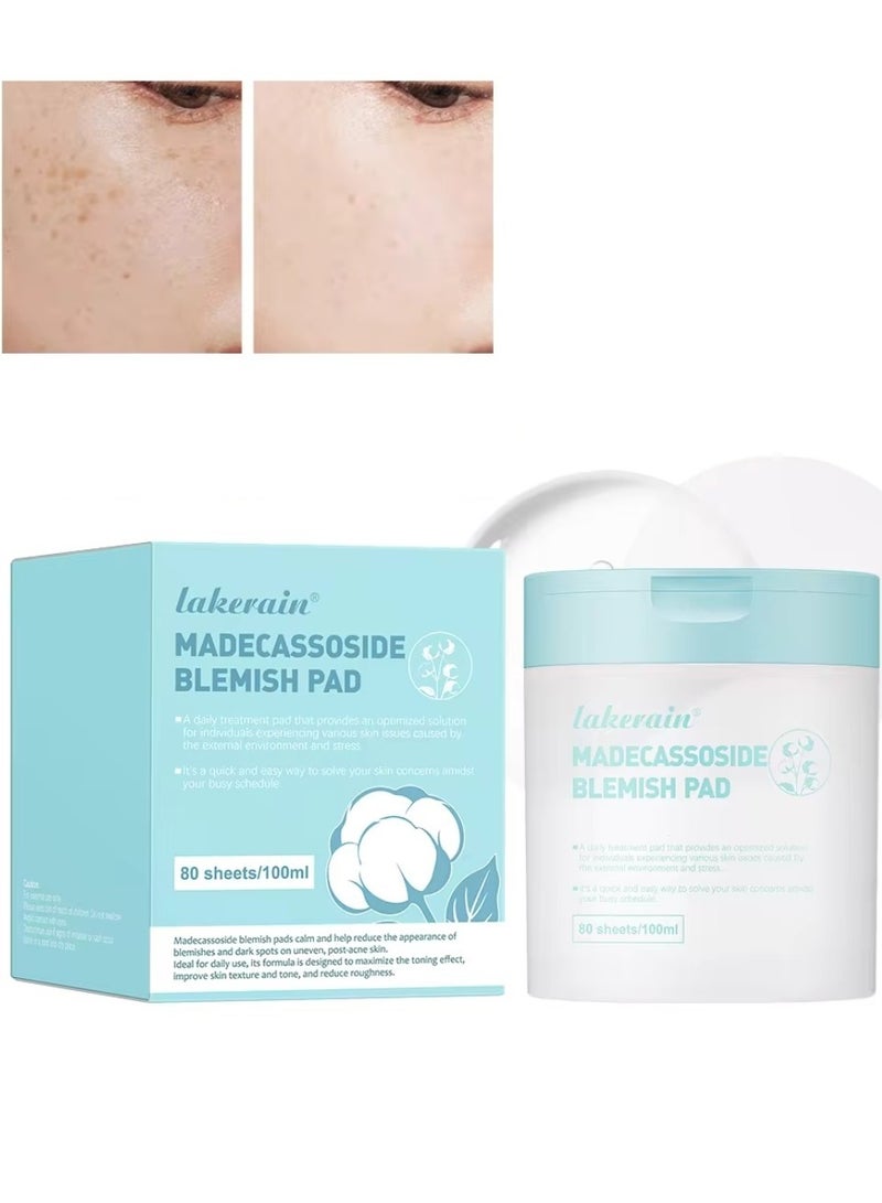 80Pcs 100ml Madecassoside Blemish Pad Madecassoside Pads Calm Reduce Blemishes Dark Spots on Uneven Post Ecnec Skin Daily Use for Improve Skin Texture and Tone Reduce Roughness Pads 02