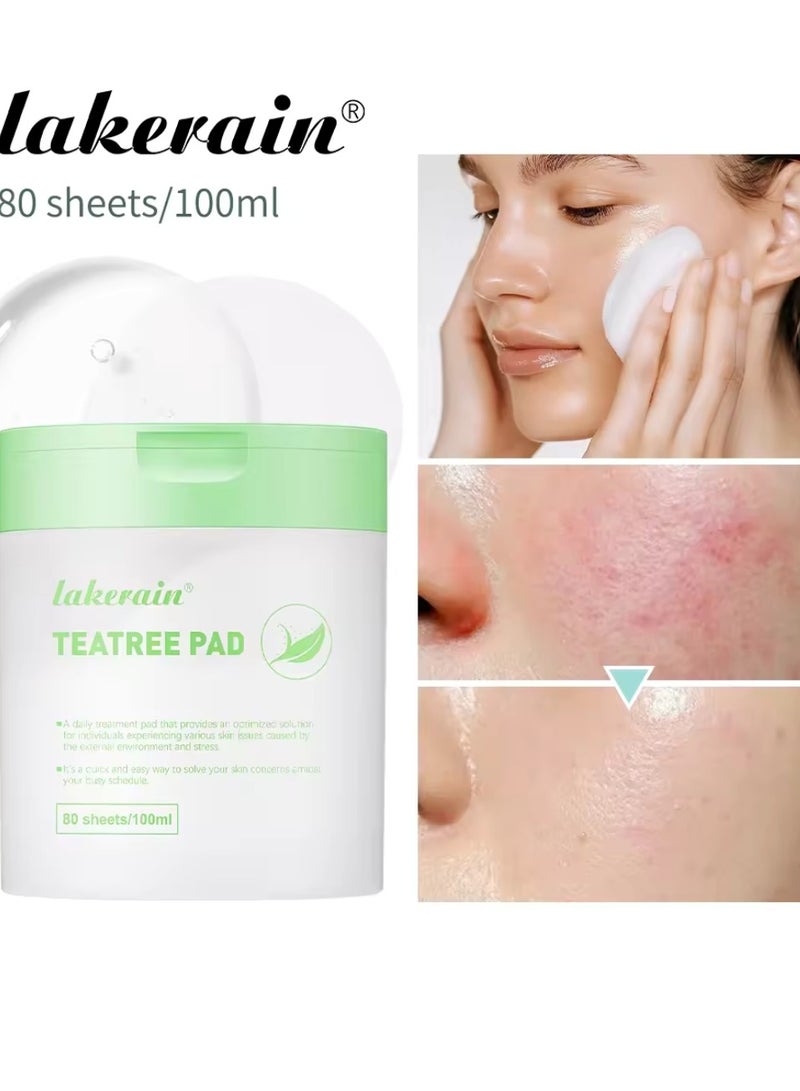 80Pcs 100ml Tea Tree Pads Balance Acne Prone Skin Calm Skin Daily Use Pads Strengthen Skin Barrier Soothe Skin and Keep Skin Soft Moisturize Hydrate Nourish Skin All Day Moisturizing Gel Pads 03