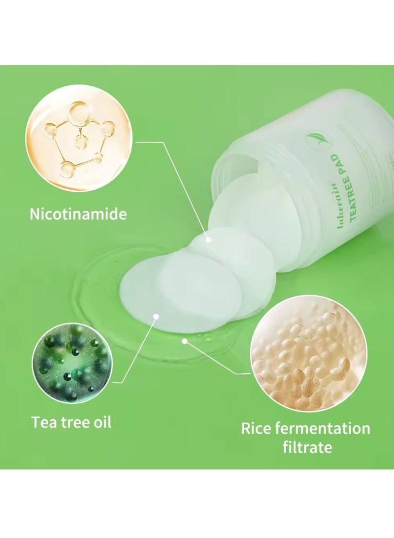 80Pcs 100ml Tea Tree Pads Balance Acne Prone Skin Calm Skin Daily Use Pads Strengthen Skin Barrier Soothe Skin and Keep Skin Soft Moisturize Hydrate Nourish Skin All Day Moisturizing Gel Pads 03