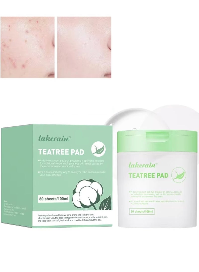 80Pcs 100ml Tea Tree Pads Balance Acne Prone Skin Calm Skin Daily Use Pads Strengthen Skin Barrier Soothe Skin and Keep Skin Soft Moisturize Hydrate Nourish Skin All Day Moisturizing Gel Pads 03