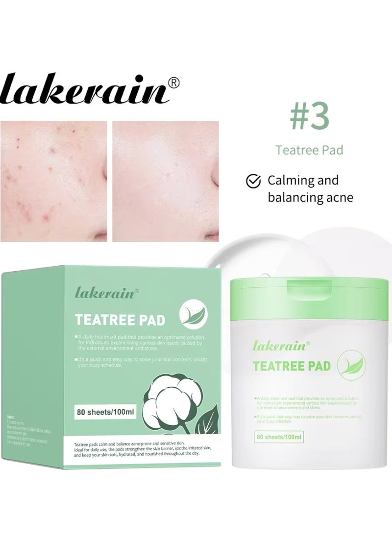 80Pcs 100ml Tea Tree Pads Balance Acne Prone Skin Calm Skin Daily Use Pads Strengthen Skin Barrier Soothe Skin and Keep Skin Soft Moisturize Hydrate Nourish Skin All Day Moisturizing Gel Pads 03