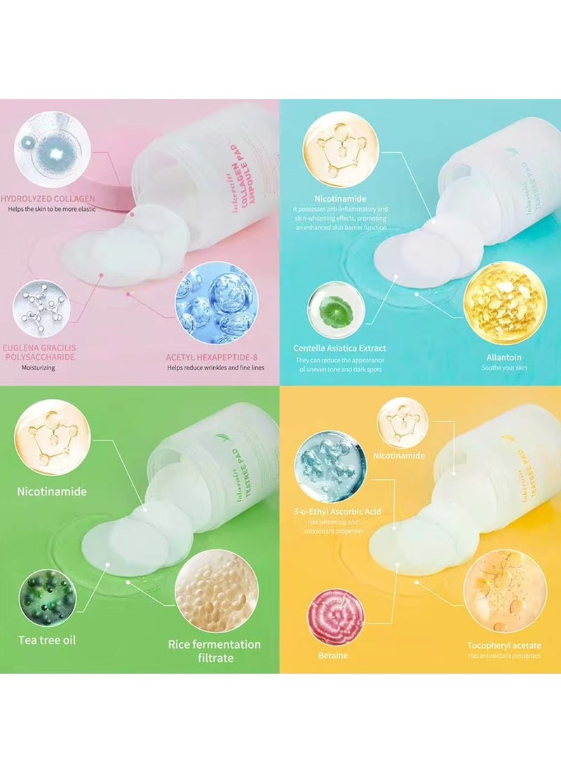 80Pcs 100ml Collagen Ampoule Pad Nourish Firm Aging and Sagging Skin Tighten Wrinkles and Fine Lines Daily Use Collagen Ampoule Pads for Smooth Revitalized and Refreshed Skin Circular Pads 01