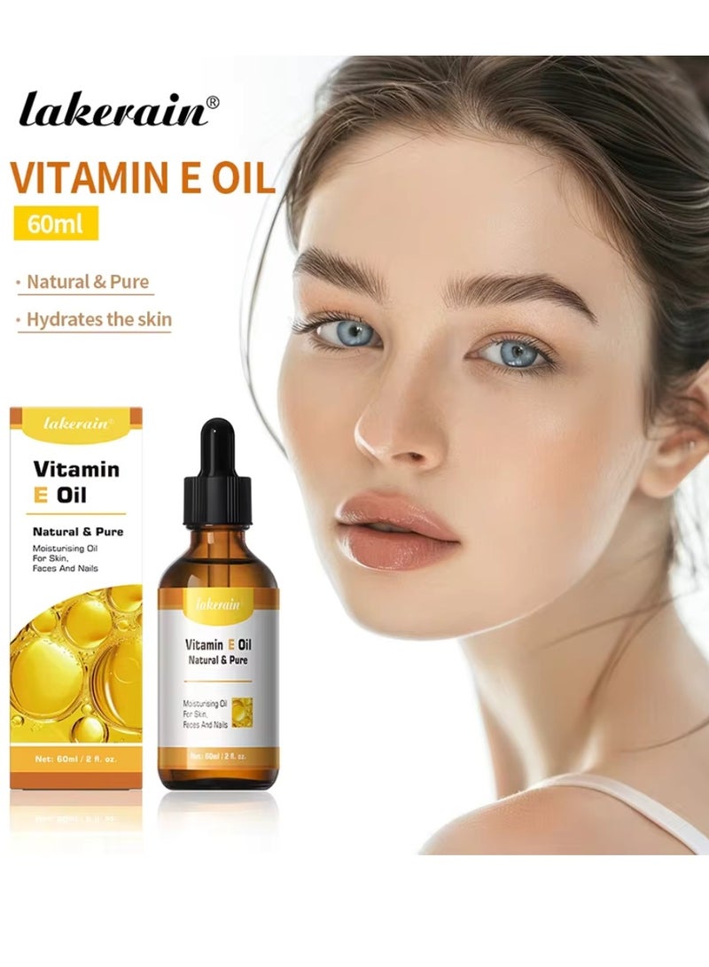 60ml Vitamin E Oil Repair Dry Damaged Skin Smooth Even Skin Tone Moisturizing Antioxidant and Soothing Vitamin E Oils for Face Hair Body Skin and Nails Natural Pure Hydrating Oil