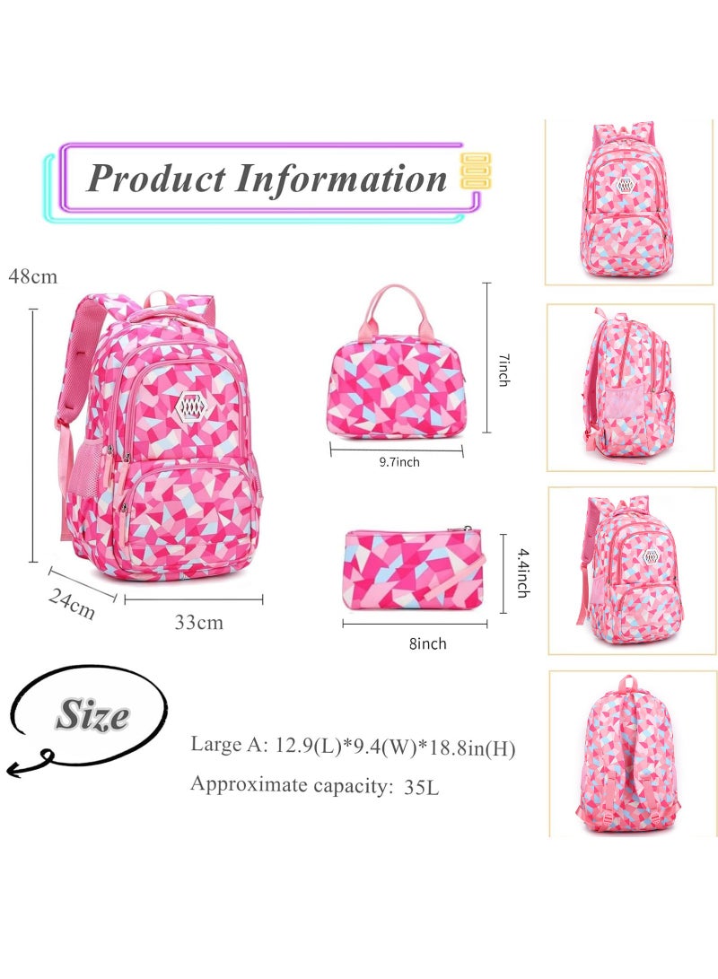 Kids Backpack Set for School 3PCS School Bag Large-capacity Girls Boys Back to School Book Bag Backpack for Teen