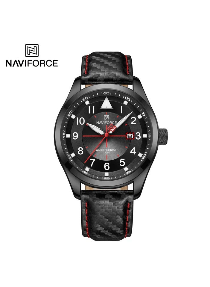 NAVIFORCE 8022 Business Men Wristwatch Top Brand Luxury Blue Auto Date Man Watch Black Genuine Leather Sport Quartz Male Clock B/R