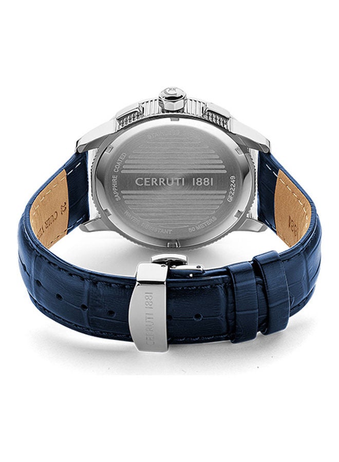 Men's Round Shape Leather Band Analog Wrist Watch CIWGF2224901 - 44 mm - Navy