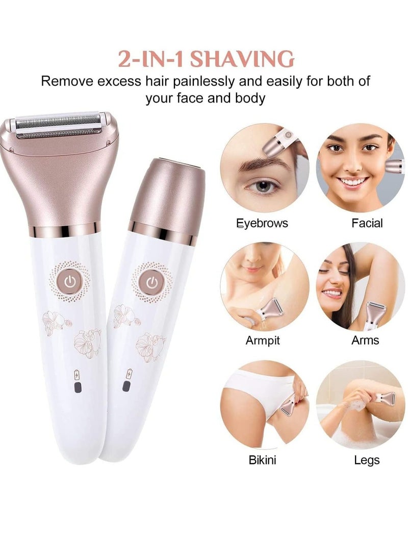 Electric Razor for Women Painless 2 In 1 Ladies Shaver Face Leg and Underarm Epilator Rechargeable Wet and Dry Cordless Ladies Shaver