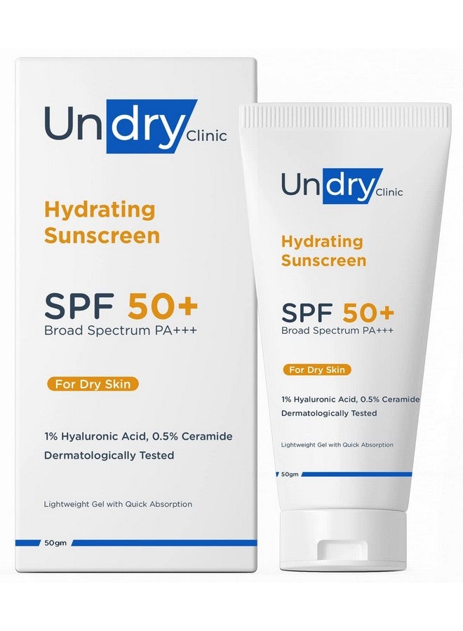 Hydrating Sunscreen For Dry Skin (50Gm) Lightweight Photostable Sunscreen Spf 50 Broad Spectrum Sun Screen Protector Spf 50 Sunscreen For Women & Sunscreen For Men; Sun Cream With Ha & Ceramide