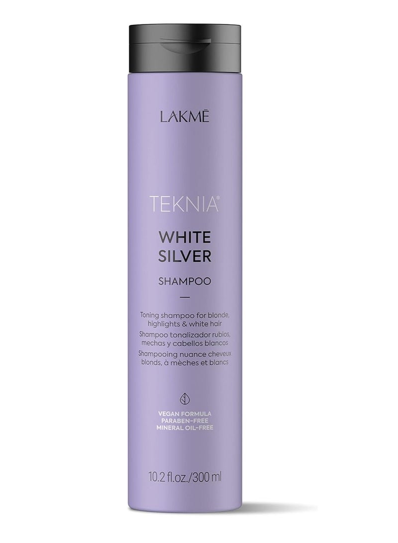 Lakme Teknia Hair Crae White Silver Shampoo for Toning the Blonde Highlights and White Hair 300ml