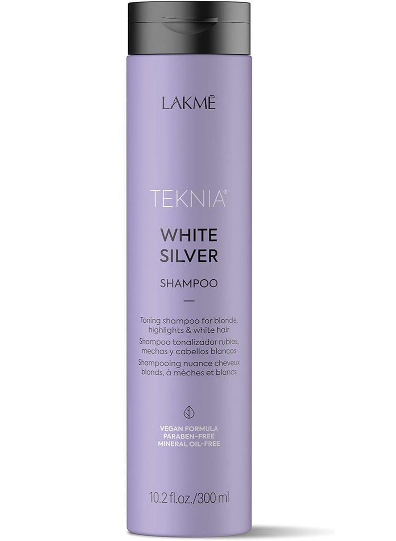 Lakme Teknia Hair Crae White Silver Shampoo for Toning the Blonde Highlights and White Hair 300ml