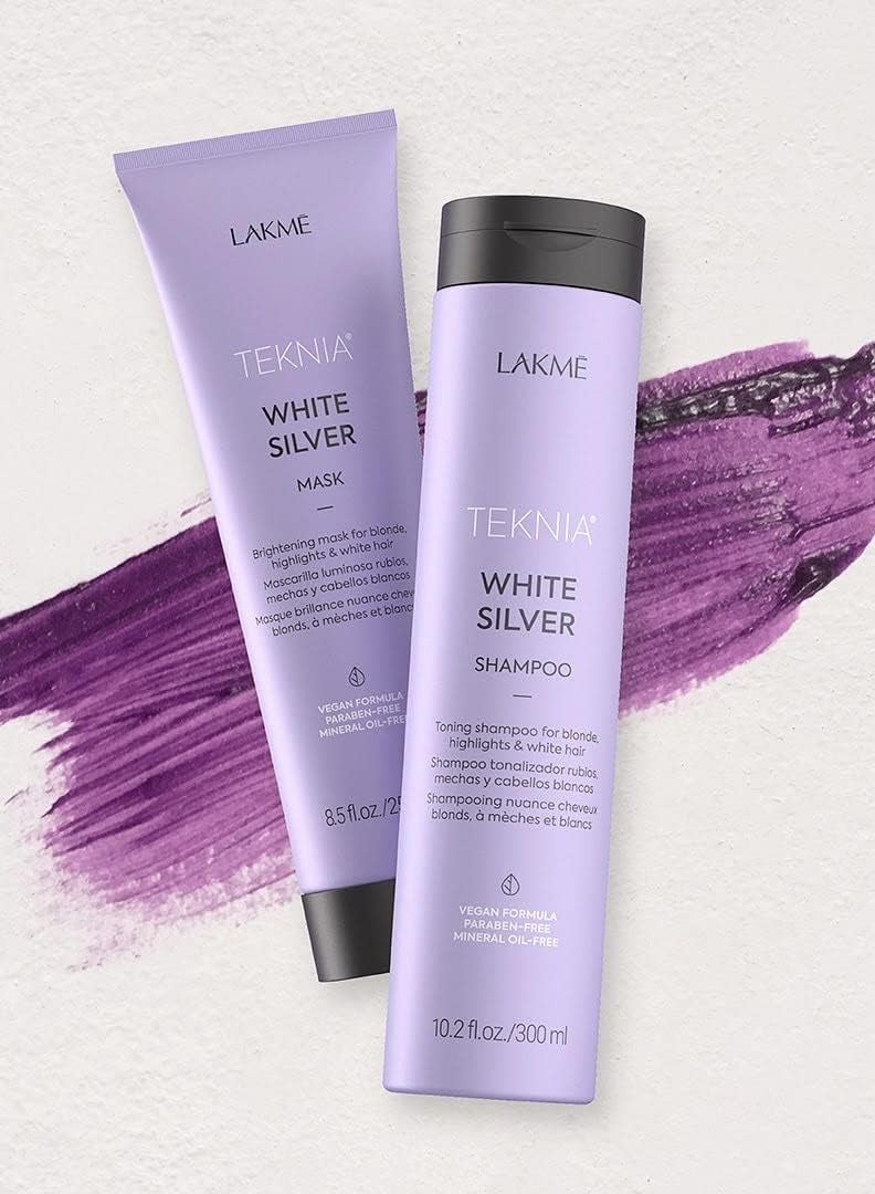 Lakme Teknia Hair Crae White Silver Shampoo for Toning the Blonde Highlights and White Hair 300ml