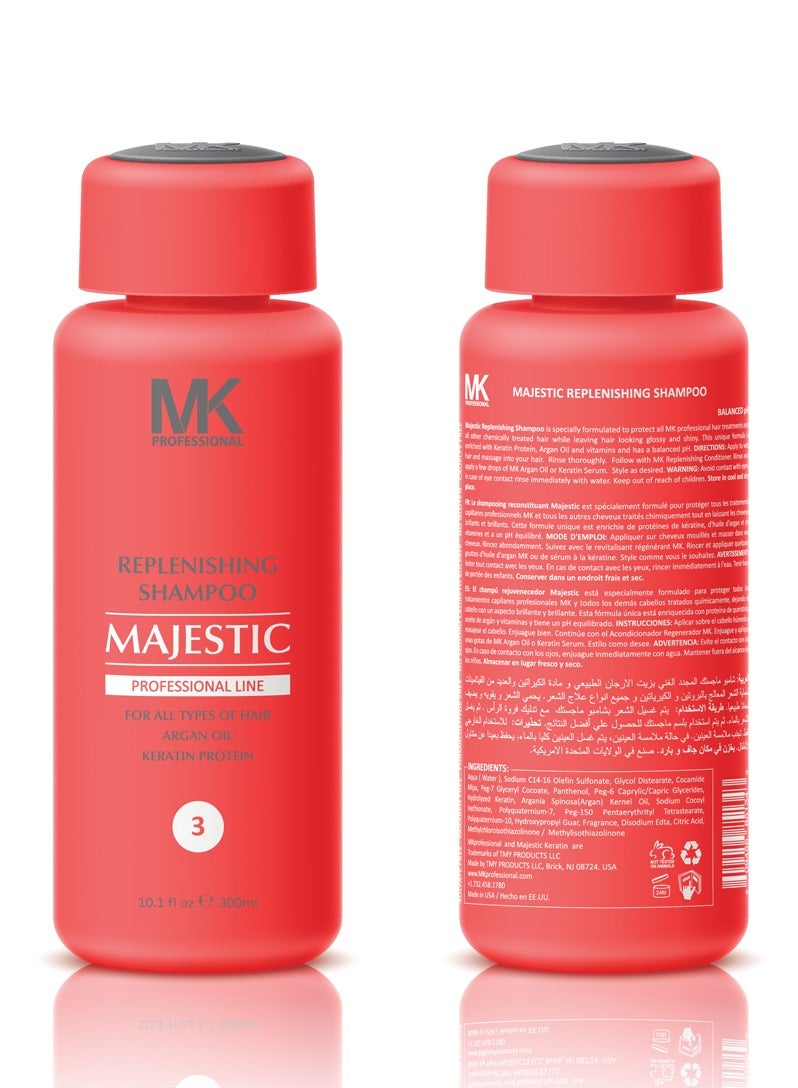 Majestic Keratin Replenishing All Hairs Shampoo with Argan oil for Women, 300 ml