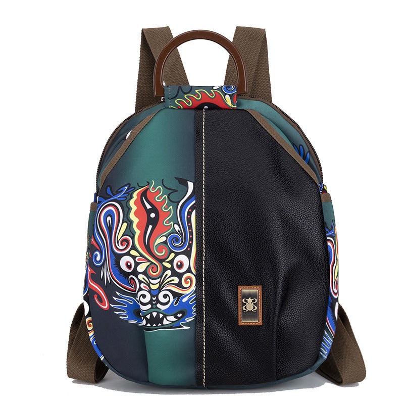 Ethnic Retro Travel Backpack Nylon Large National fashion Green