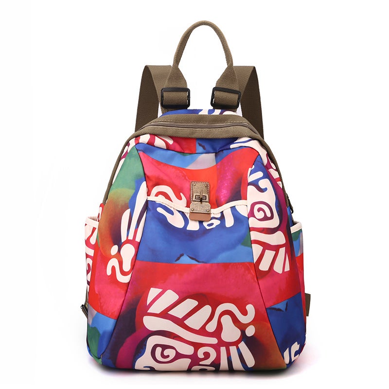 2024 Ethnic Style Lightweight Nylon Backpack Red