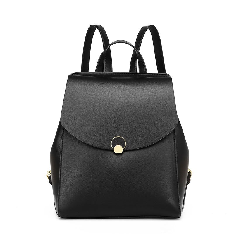 2024 Korean Fashion Backpack Large Capacity Leather Black Black