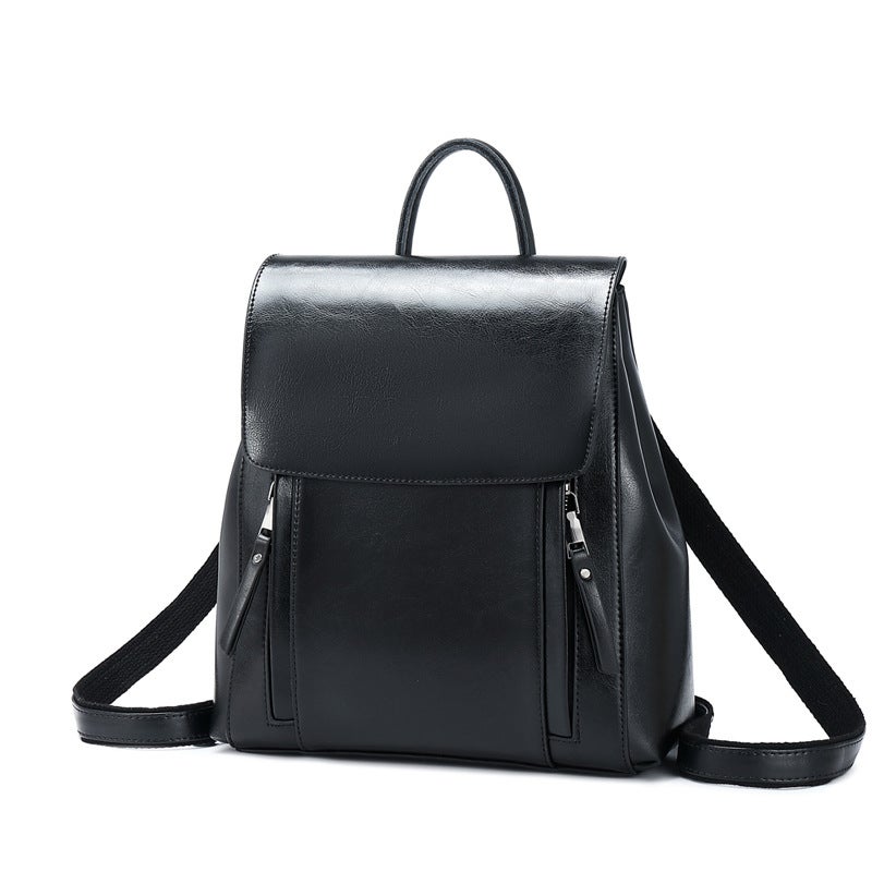 2023 New Womens Leather Fashion Backpack Black