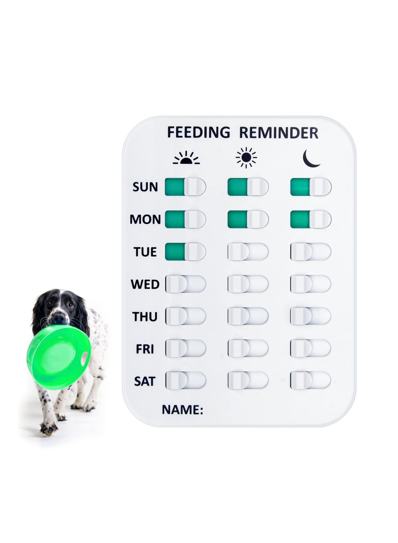 Magnetic Dog Feeding Reminder, 3 Times A Day, Firmly Mount for Avoid Overfeeding, Cat Feeding Reminder Chart Track with Magnets Titles and Double-Sided Adhesive