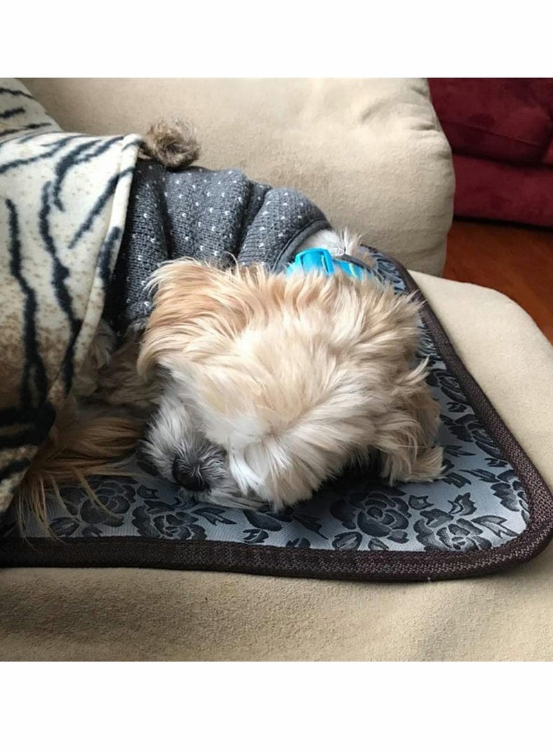 Pet Heating Pad, Waterproof Electric Heating Mat Indoor, Adjustable Warming Mat, Pets Heated Bed With Chew Resistant Steel Cord, For Dog, Cat, Rabbit (17.7 x 17.7 Inch, Rose Pattern)