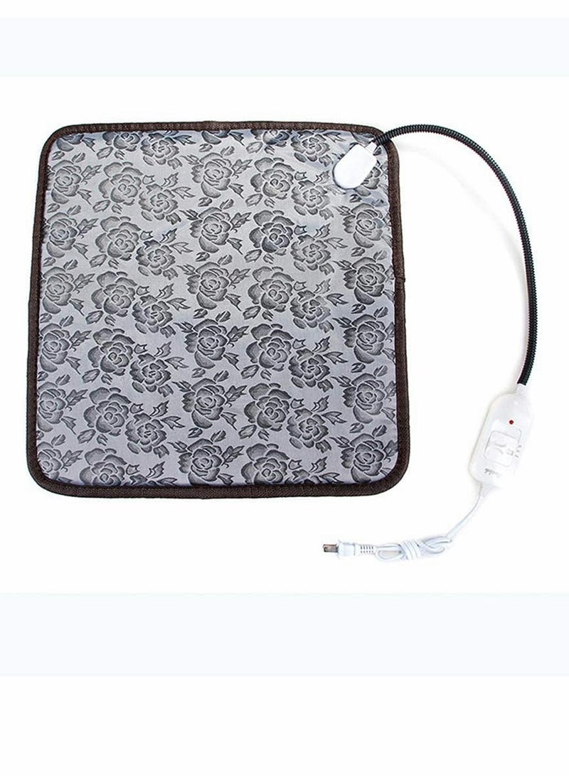 Pet Heating Pad, Waterproof Electric Heating Mat Indoor, Adjustable Warming Mat, Pets Heated Bed With Chew Resistant Steel Cord, For Dog, Cat, Rabbit (17.7 x 17.7 Inch, Rose Pattern)