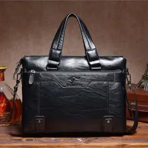 Mens Business Briefcase Casual Crossbody Laptop BagBlack Black