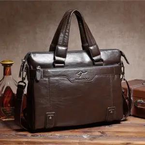 Mens Business Briefcase Casual Crossbody Laptop BagBrown Brown