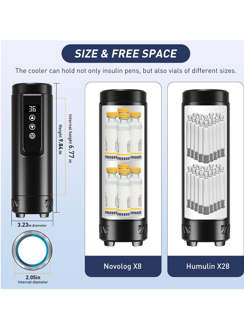 Insulin Cooler Travel Case, USB Charger Travel Medicine Kit, Diabetic Supplies, 1-7 Pens Travel Medicine Organizer, Diabetes Care Medication Cooler for Travel, TSA Approved (Black)