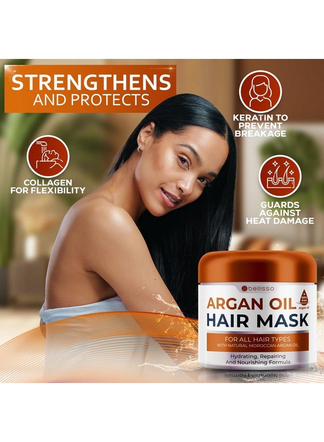 Moroccan Argan Oil Mask Deep Conditioning Moisturizer For Dry Extremely Damaged Hair Hydrating Repair Treatment For Split Ends With Collagen And Keratin For Curly Frizzy And Color Treated Hair