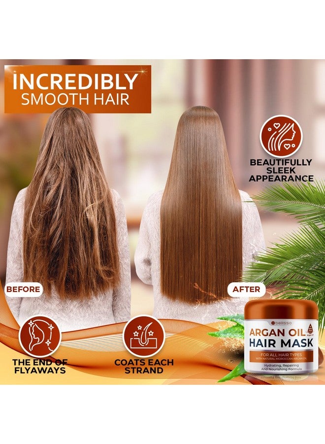 Moroccan Argan Oil Mask Deep Conditioning Moisturizer For Dry Extremely Damaged Hair Hydrating Repair Treatment For Split Ends With Collagen And Keratin For Curly Frizzy And Color Treated Hair
