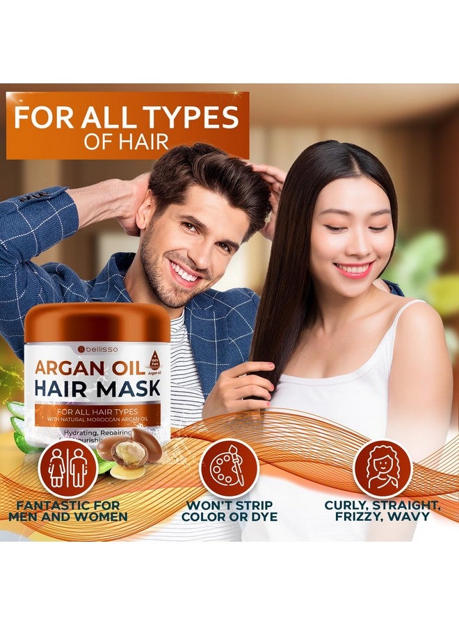 Moroccan Argan Oil Mask Deep Conditioning Moisturizer For Dry Extremely Damaged Hair Hydrating Repair Treatment For Split Ends With Collagen And Keratin For Curly Frizzy And Color Treated Hair