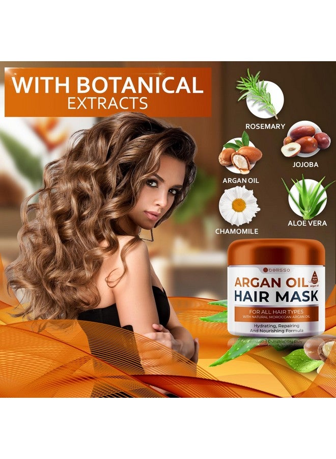 Moroccan Argan Oil Mask Deep Conditioning Moisturizer For Dry Extremely Damaged Hair Hydrating Repair Treatment For Split Ends With Collagen And Keratin For Curly Frizzy And Color Treated Hair