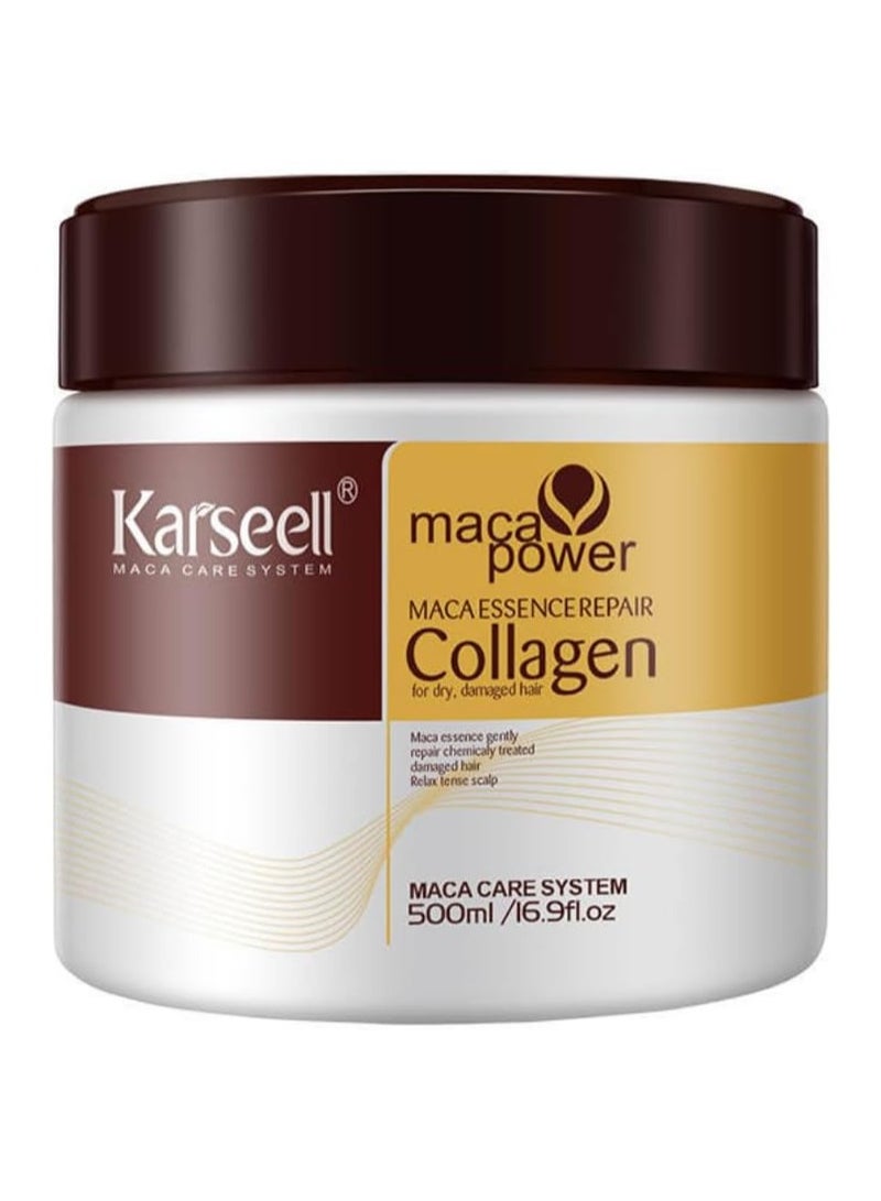 Karseell Collagen Hair Treatment Deep Repair Conditioning Argan Oil Collagen Hair Mask Essence for Dry Damaged Hair All Hair Types 500ml