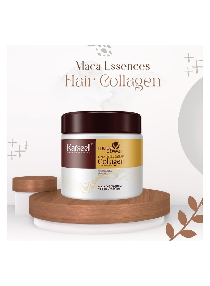 Karseell Collagen Hair Treatment Deep Repair Conditioning Argan Oil Collagen Hair Mask Essence for Dry Damaged Hair All Hair Types 500ml