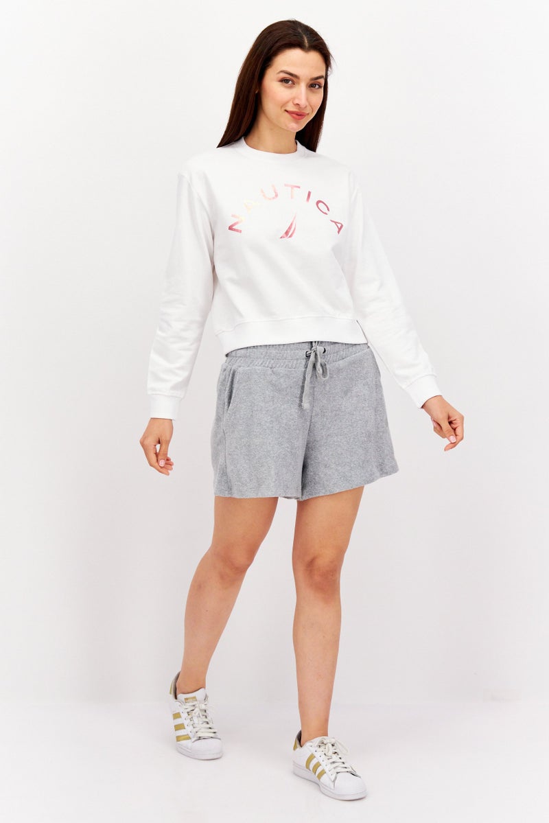 Women Sportswear Fit Long Sleeve Outdoor Sweatshirt, White