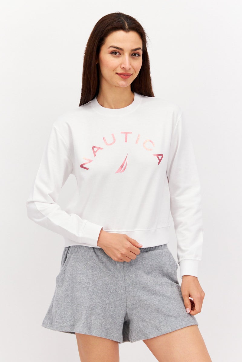 Women Sportswear Fit Long Sleeve Outdoor Sweatshirt, White