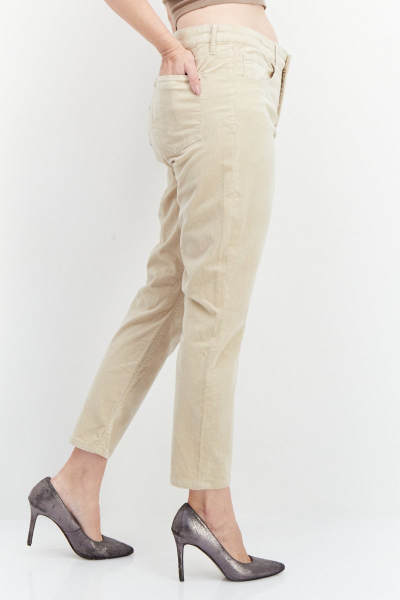 Women Skinny Fit Solid Pants, Beige