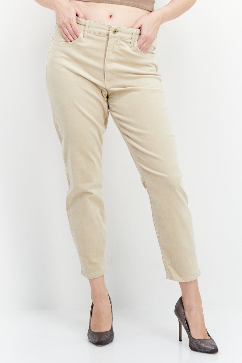 Women Skinny Fit Solid Pants, Beige