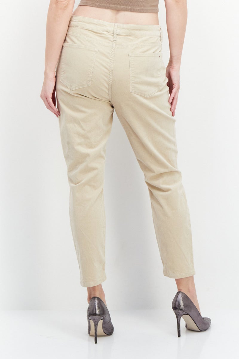 Women Skinny Fit Solid Pants, Beige