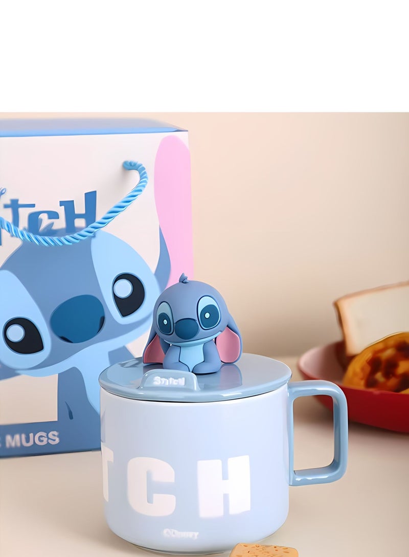 Adorable Stitch Ceramic Mug - Unique Design comes with a 3D lid, perfect as a gift, it comes in a beautiful gift box 450ml