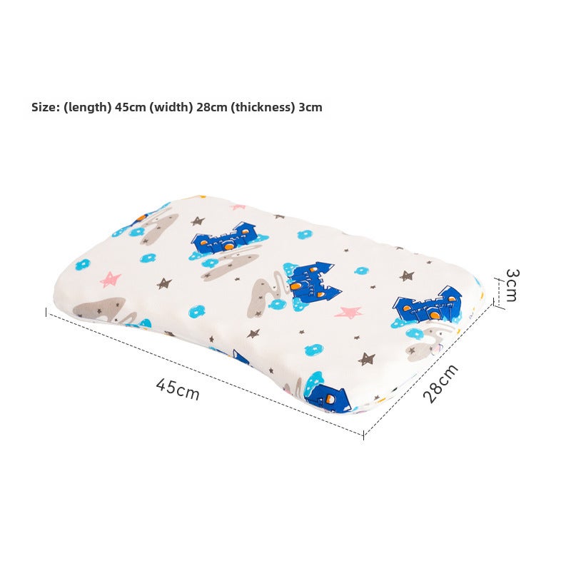 Breathable Silicone Baby Pillow for Head Shaping [1-6 years old] dimple pillow blue castle pillowcase