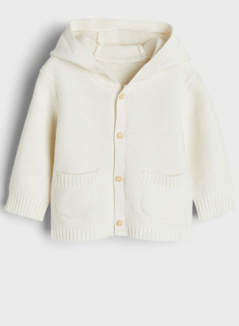 Kids Hooded Pocket Detail Cardigan