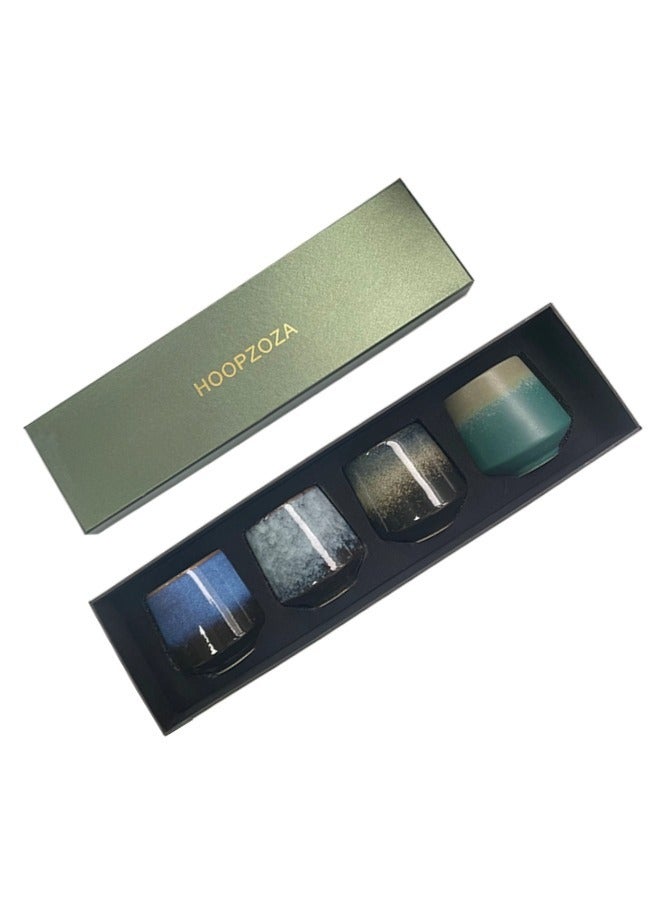 Espresso Cups Coffee Cups Mugs Handmade 4 pcs Tea Cups 220ml With Multicolour Gift Box Cups for Turkish Tea Cappuccino Latte