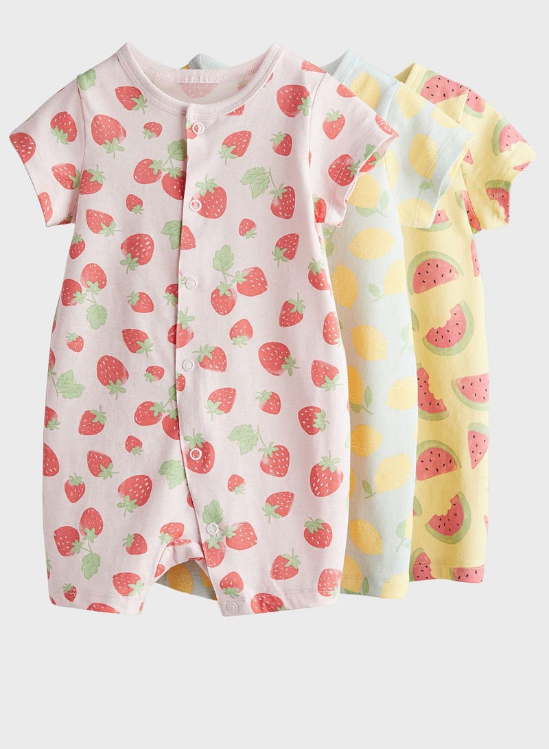 Kids 3 Pack Printed Bodysuit Pyjama