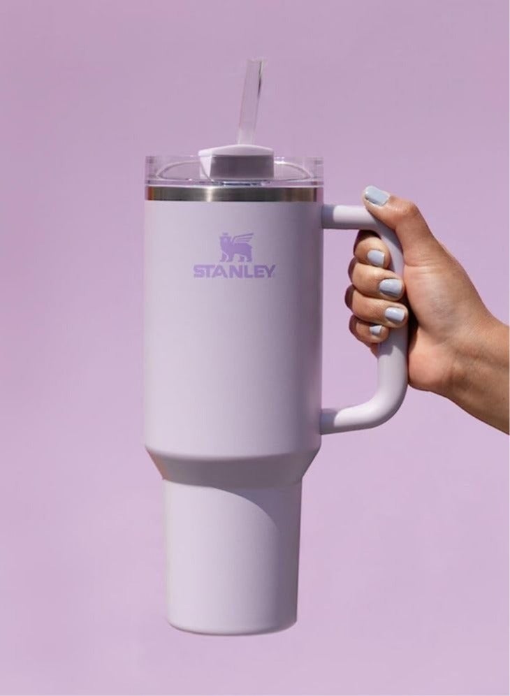 Stainless steel vacuum cup with lid and straw for ice and cold drinks