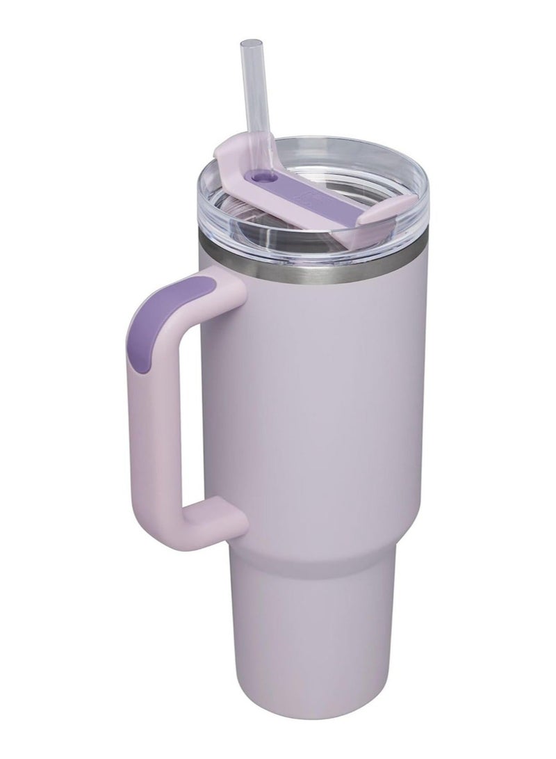 Stainless steel vacuum cup with lid and straw for ice and cold drinks