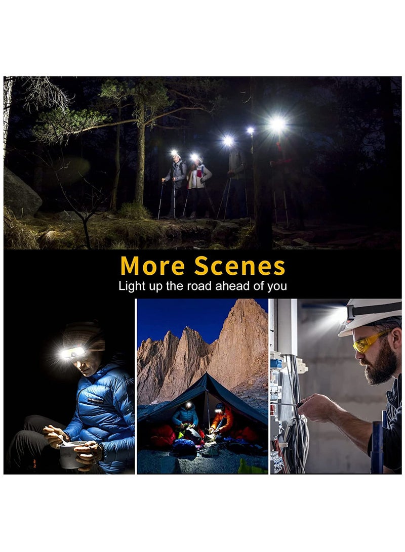 Rechargeable Headlamp Flashlight, 5000 Lumen Wide Beam Led Headlamp, 5 Lighting Modes, Lightweight Waterproof Light Bar Headlamp, Suitable for Outdoor, Running, Fishing, Camping
