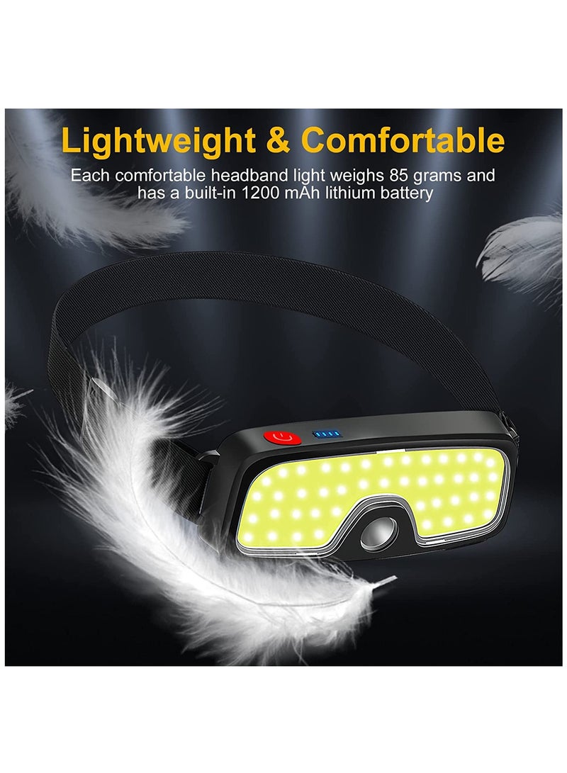 Rechargeable Headlamp Flashlight, 5000 Lumen Wide Beam Led Headlamp, 5 Lighting Modes, Lightweight Waterproof Light Bar Headlamp, Suitable for Outdoor, Running, Fishing, Camping